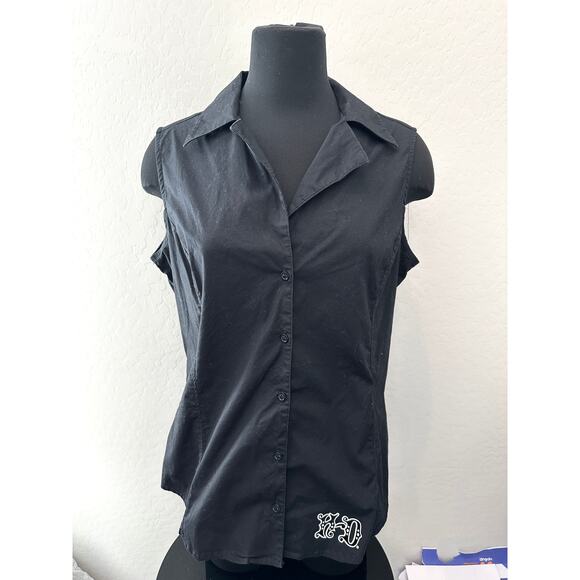 HARLEY DAVIDSON Women’s Sleeveless Shirt Black Studded Embellished | Size Large - Picture 2 of 6